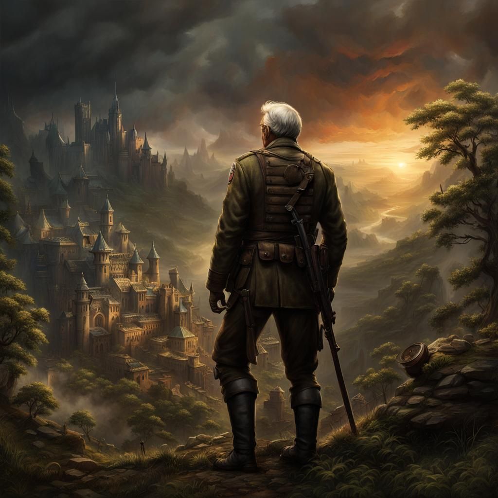 Worn Soldier: A Detailed Matte Painting