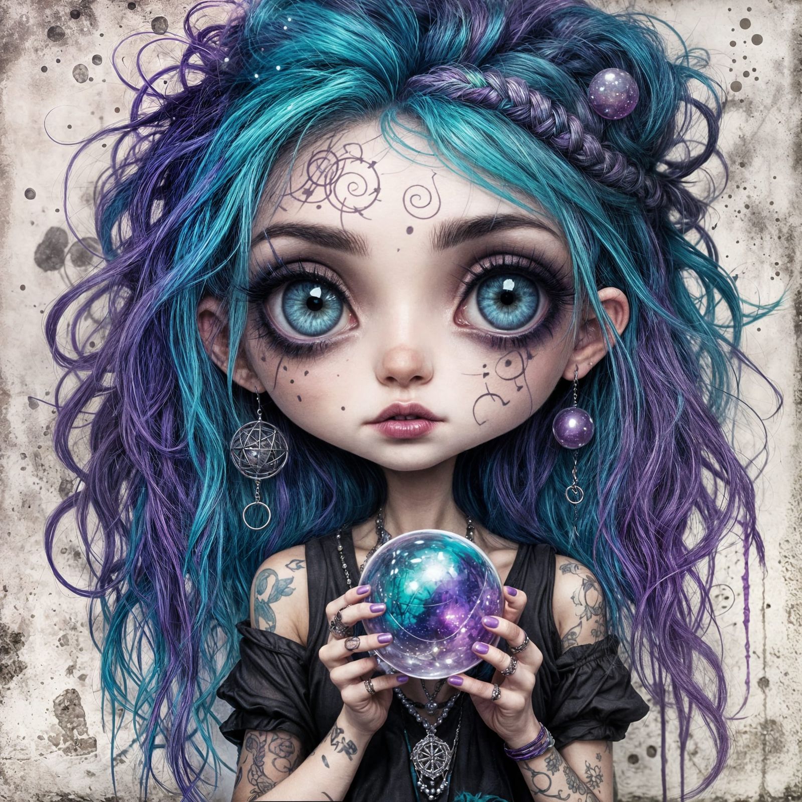 Punk Boho Witch with Crystal Ball in Octane Render