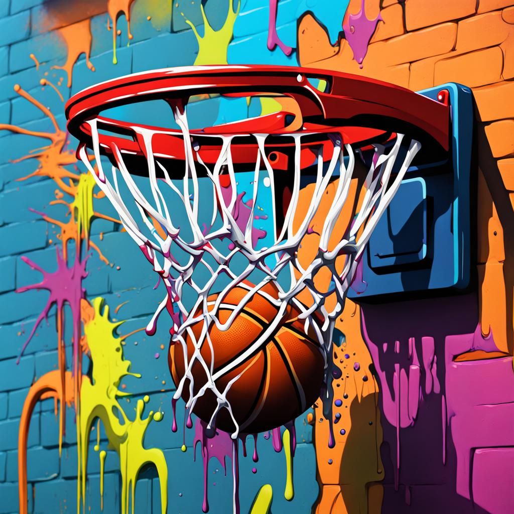 Graffiti Style Basketball Hoop Splash Art