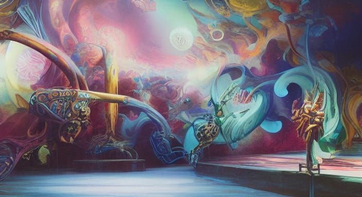 Meticulously Detailed Polychromatic Dreamscapes in High Cont...