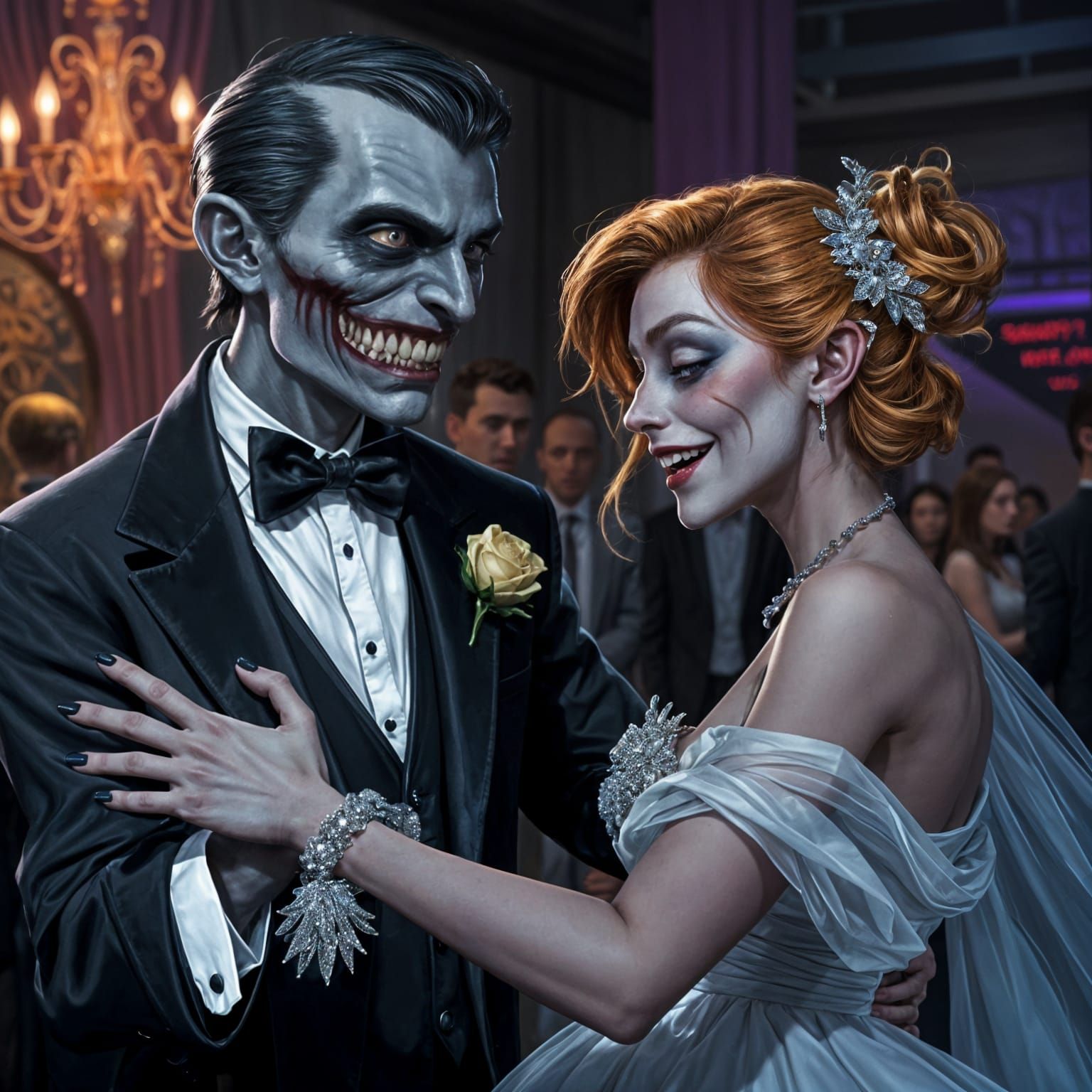 Vampire and Zombie Prom Night Digital Painting