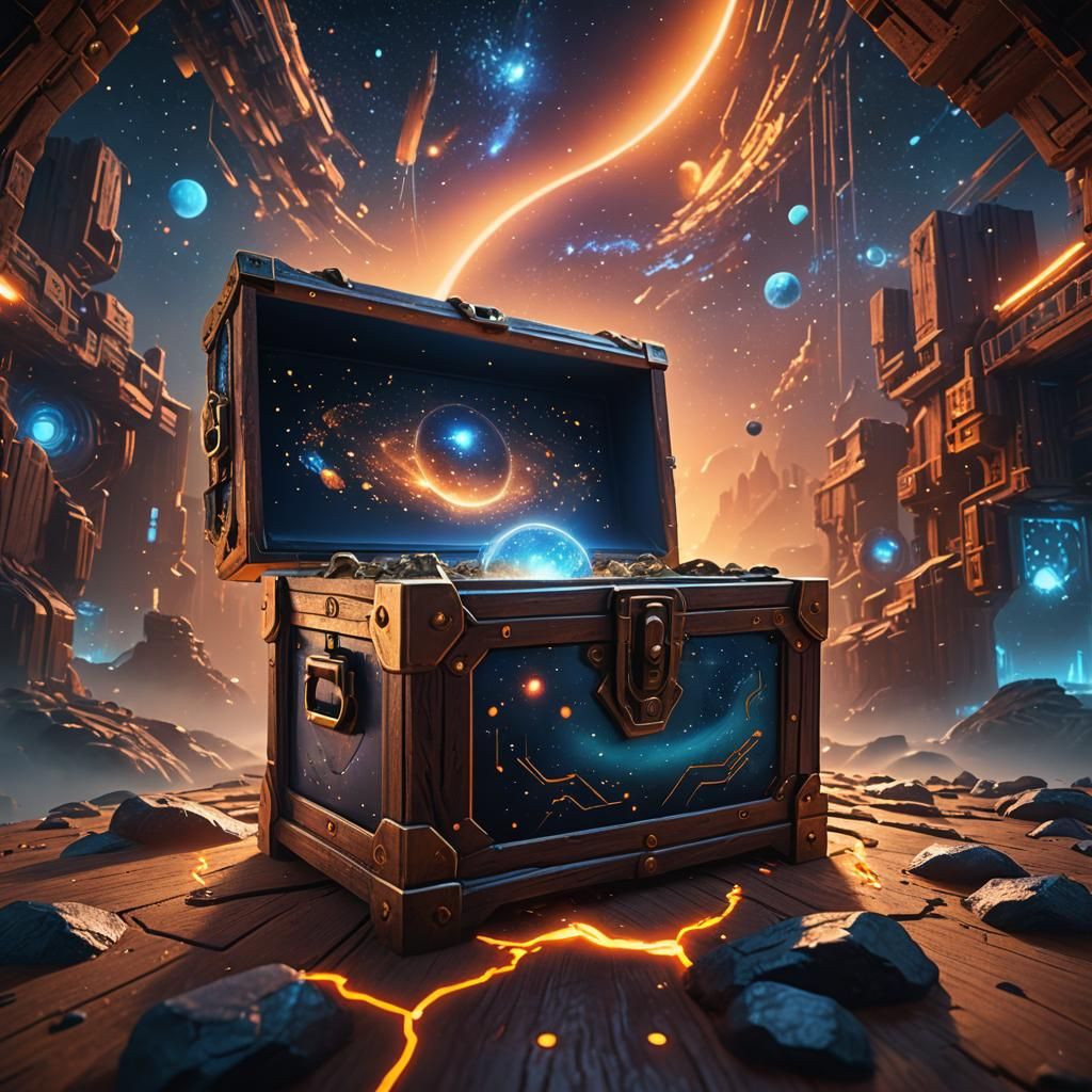 Futuristic Universe Revealed in Wooden Chest