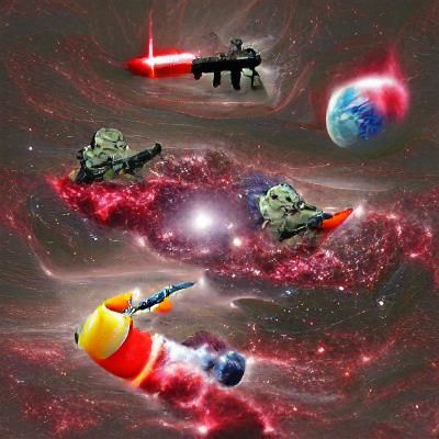 Epic Space War Scene with Explosions