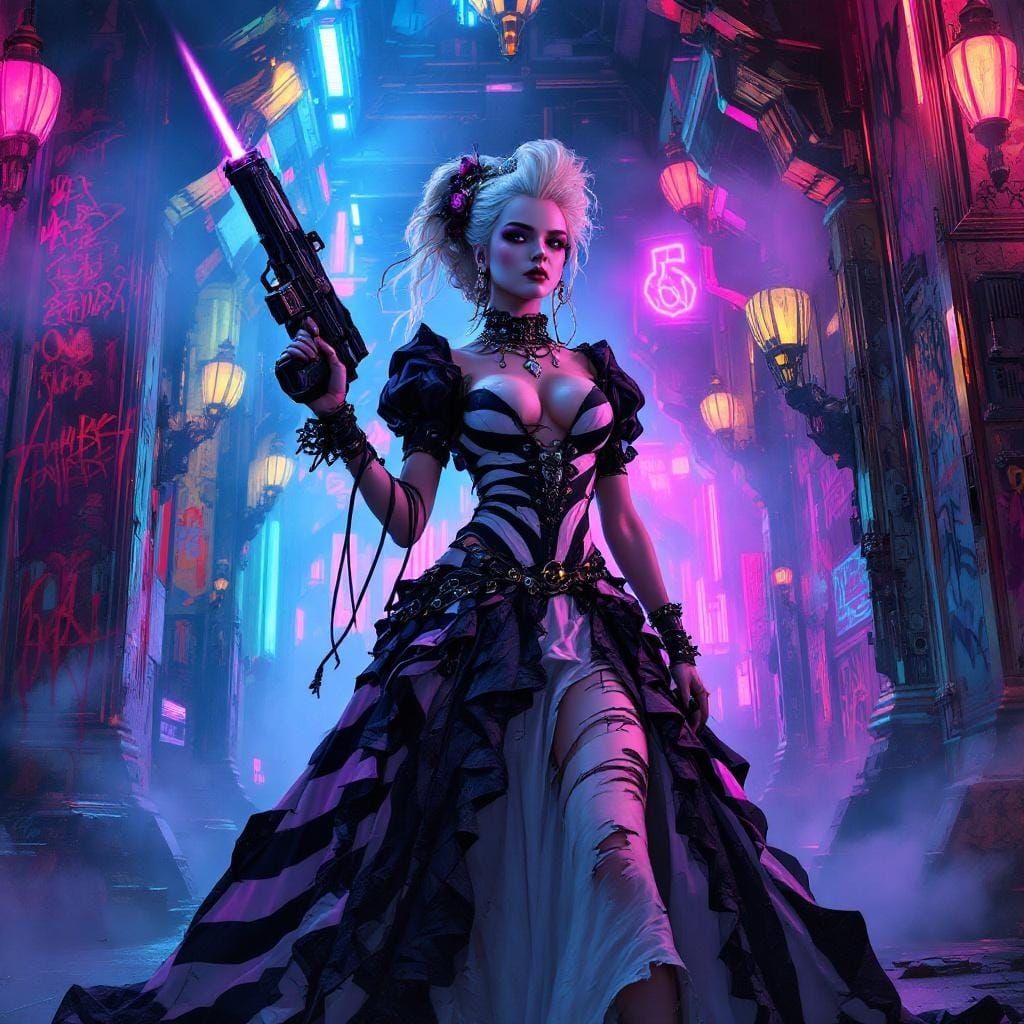 Marie Antoinette: Cyberpunk Rebel in Dystopian Versailles