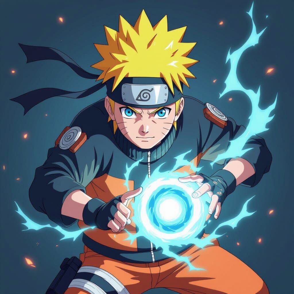 Naruto Uzumaki With Mokuton Power in Manga Style