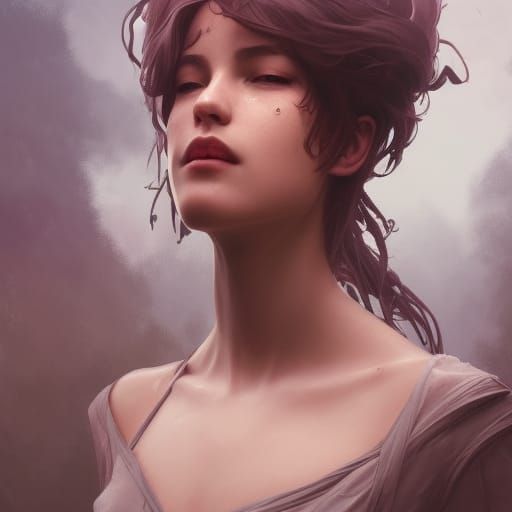 Detailed Portrait of a Female Plant-Human Hybrid