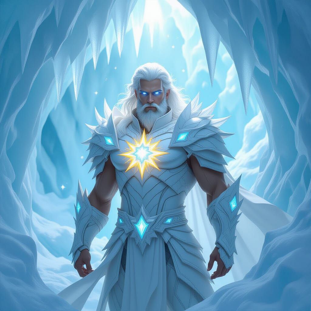 Majestic God of Light and Ice in Crystal Armor