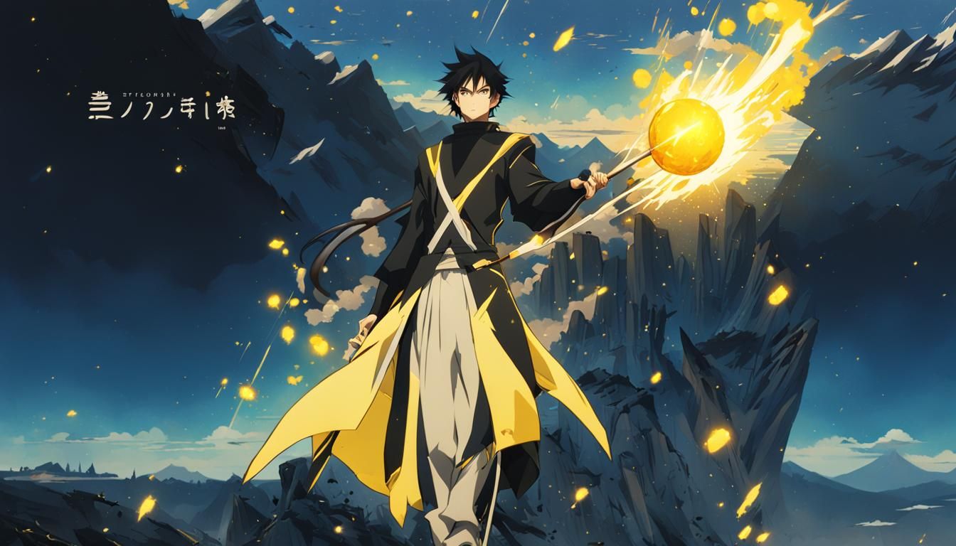 Anime Warrior with Spear and Magic, Ghibli Style