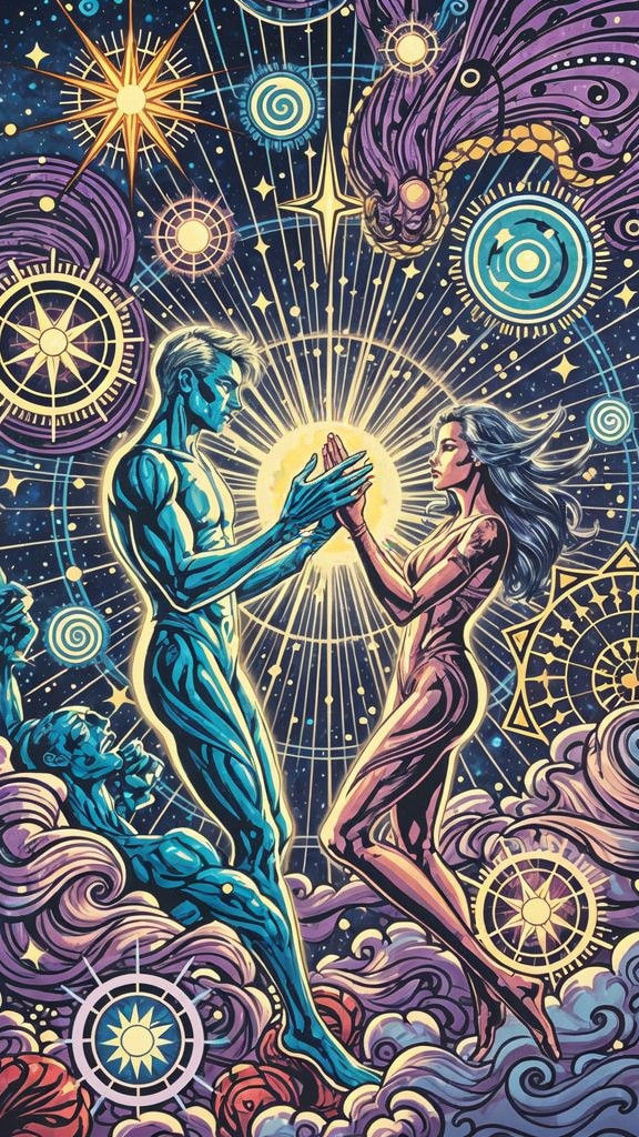 Cosmic Lovers in Vibrant Comic Book Style