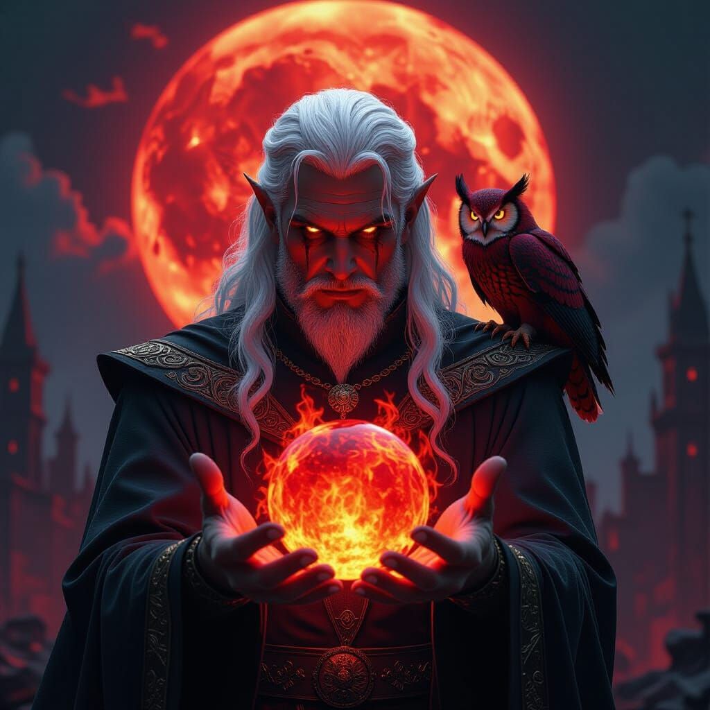 Demonic Merlin in Hellscape with Hellfire Energy