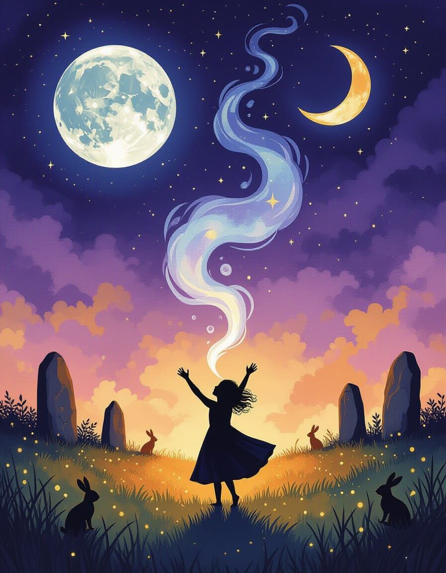 Mystical Moonlit Dance in a Magical Clearing