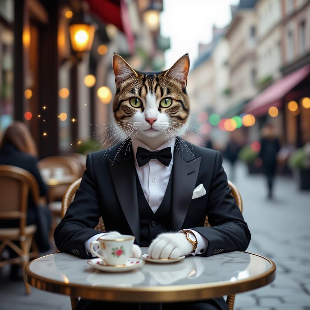 Cat in Suit at Magical Cafe