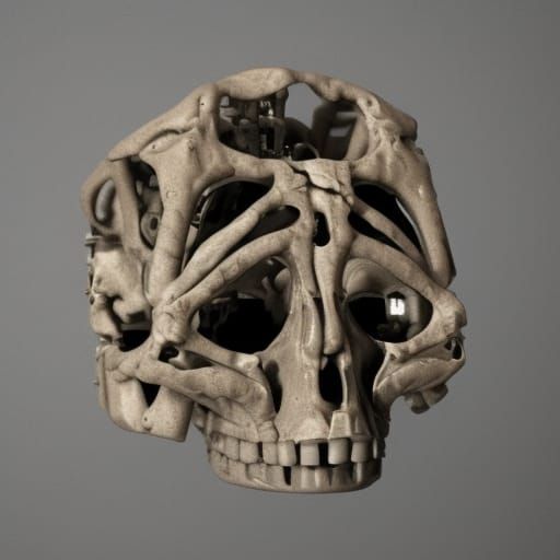 Cyborg Bone Cube Sculpture