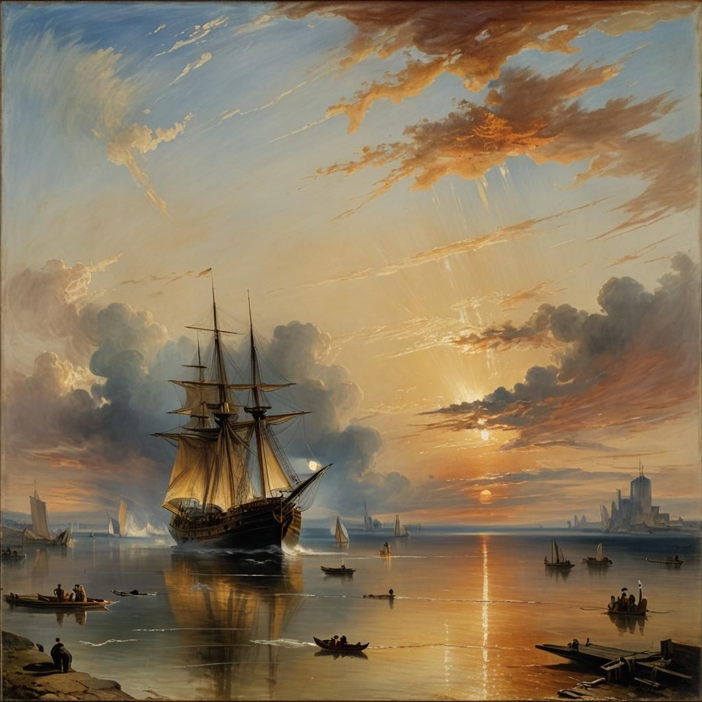 Romantic Ship at Sea, Turner Style