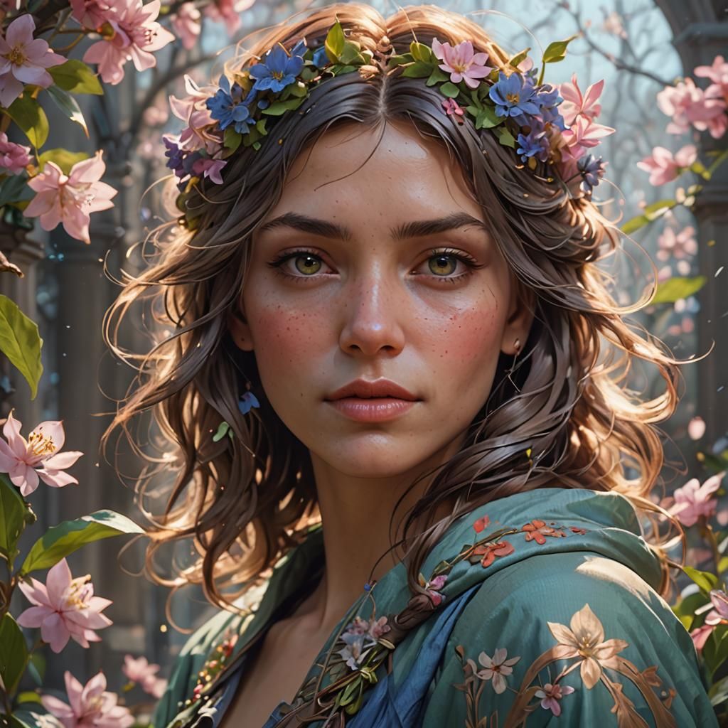 Radiant Spring Portrait in Hyperdetailed Style