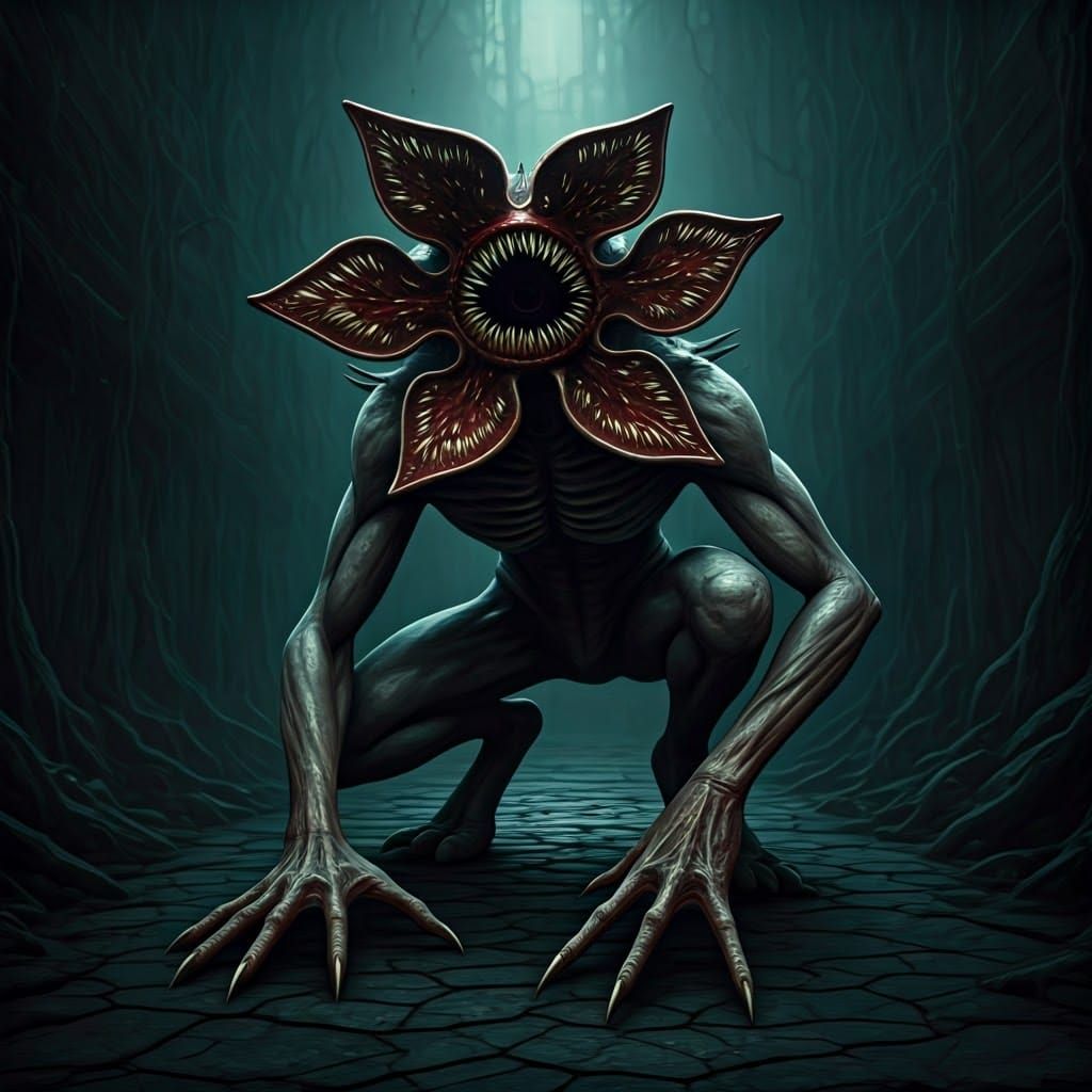 Cyberpunk Demogorgon in Gothic Horror Style