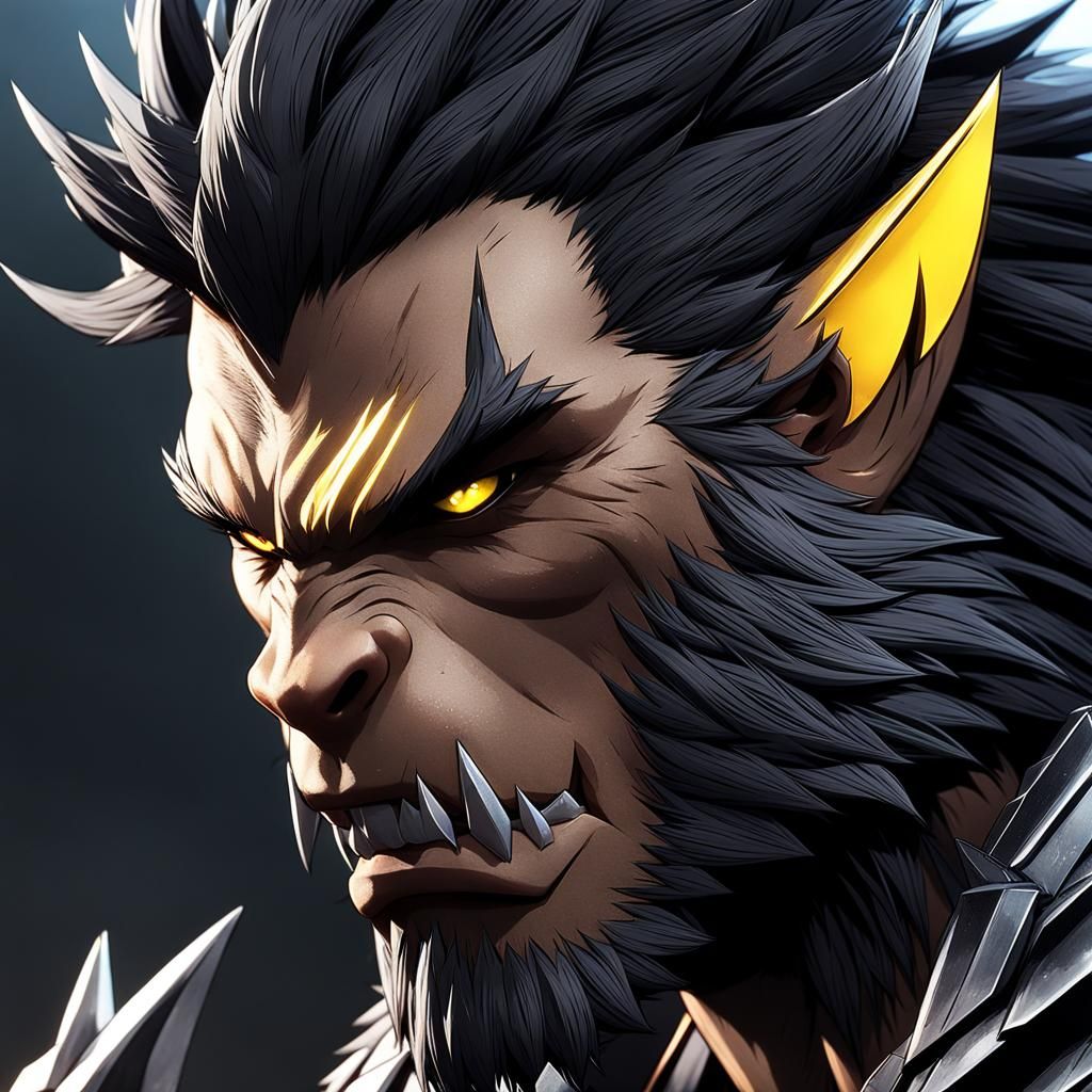 Sharp-Faced 3D Anime Hero in Golden Hour