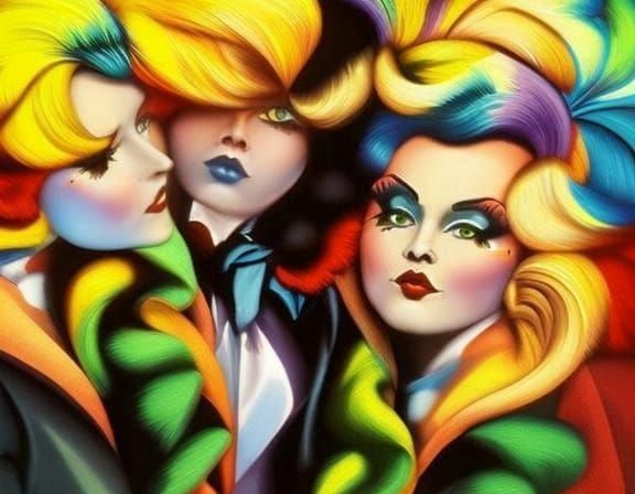 Clowns Kissing with Chickens, Splash Art Style