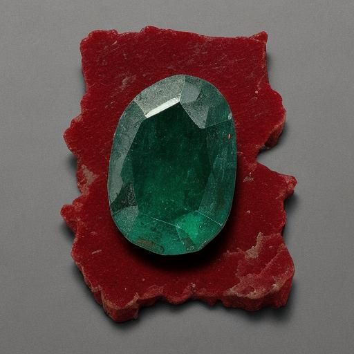 Emerald Gemstone on Red Velvet Still Life
