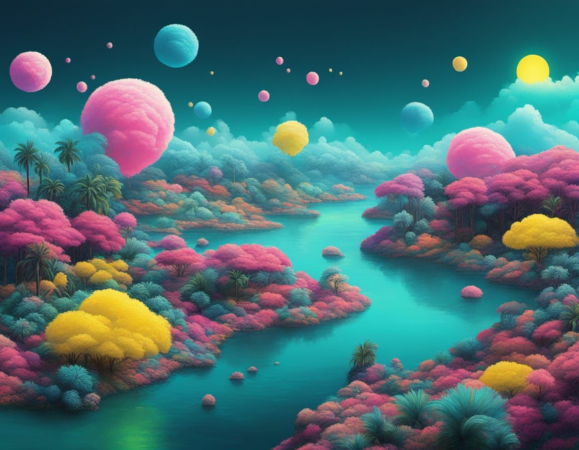 Abstract Surrealism Painting of Electronics with Synthwave S...