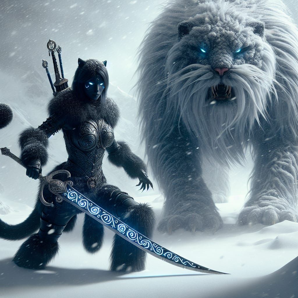 Cursed Tabaxi warrior and her companion