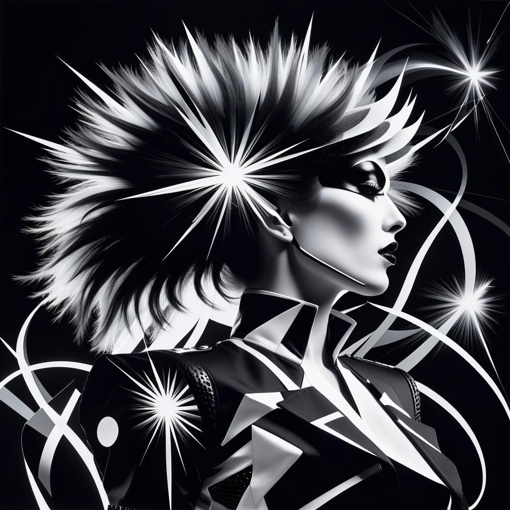 Abstract Photogram with Rockstar in Glam Rock Style