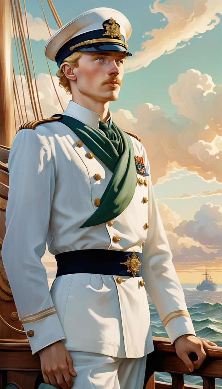 WWII Sailor in Art Nouveau Style Portrait