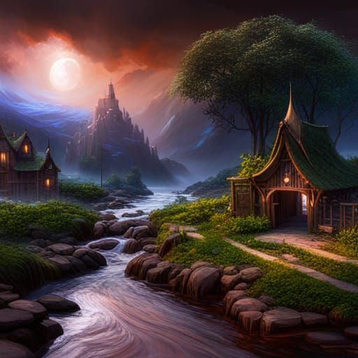 Impressionistic Fantasy Concept Art in Deep Color