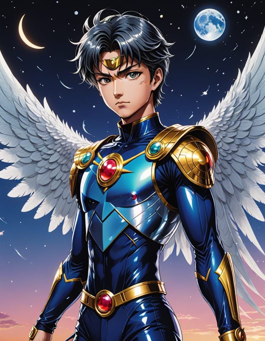 Mamoru Sailor Moon Falls from Sky in Refracted Ball Suit