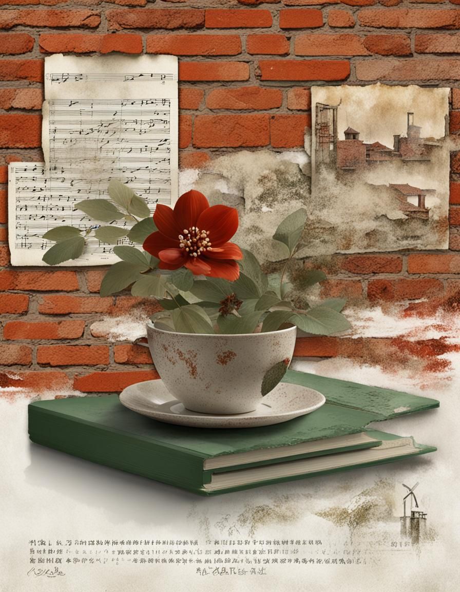 Wabi Sabi Trompe-l'oeil Collage in Ukiyo Style