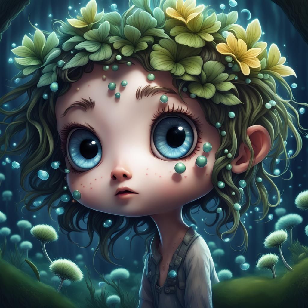 Magical Chibi Plants with Bioluminescence in Pixar Style