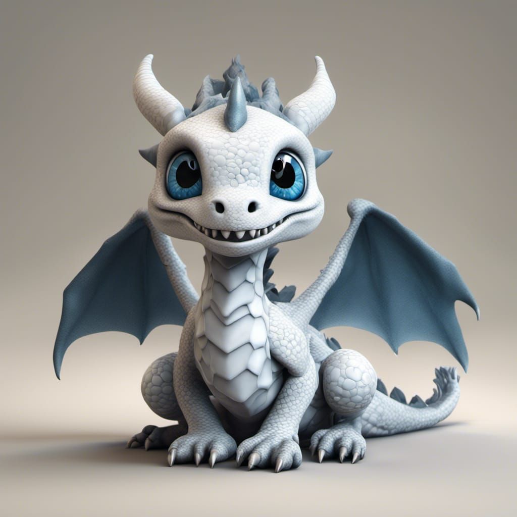 Cute Baby Dragon with Big Blue Eyes