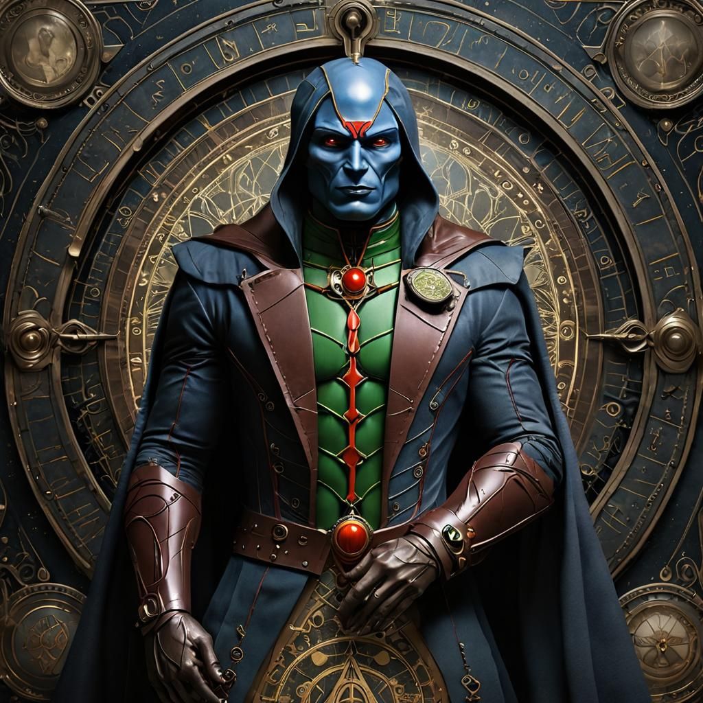 Martian Manhunter Steampunk Tarot Card Portrait