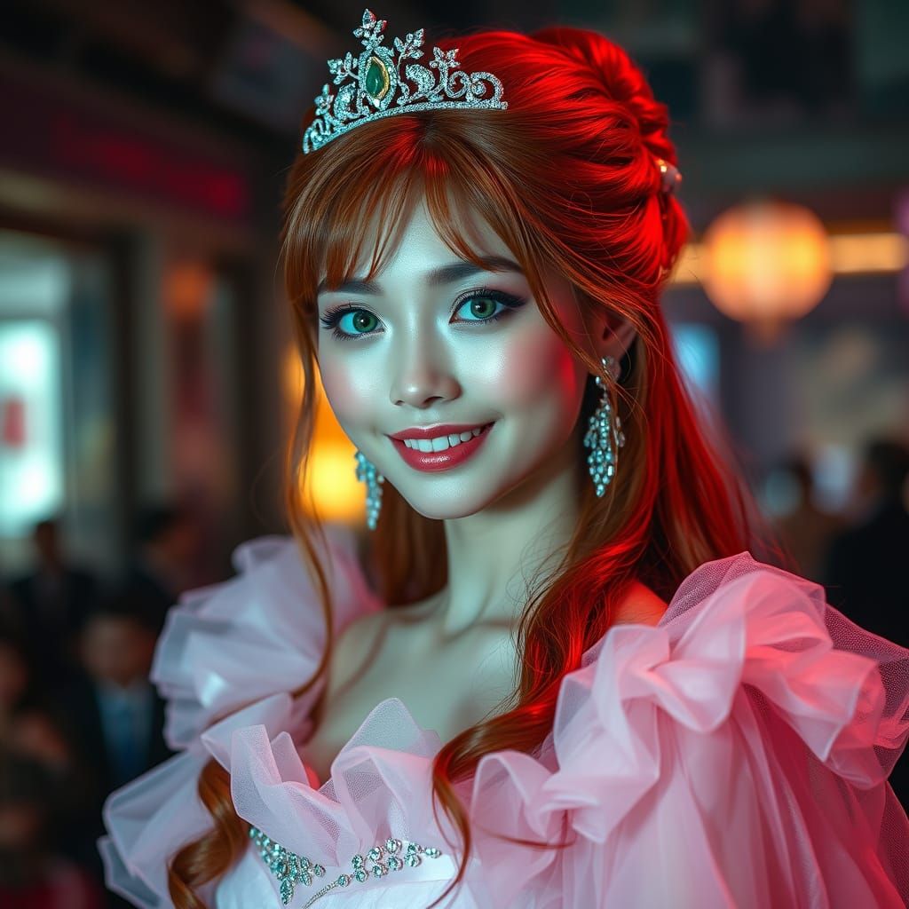 Elegant Cyberpunk Princess with Gothic Flair