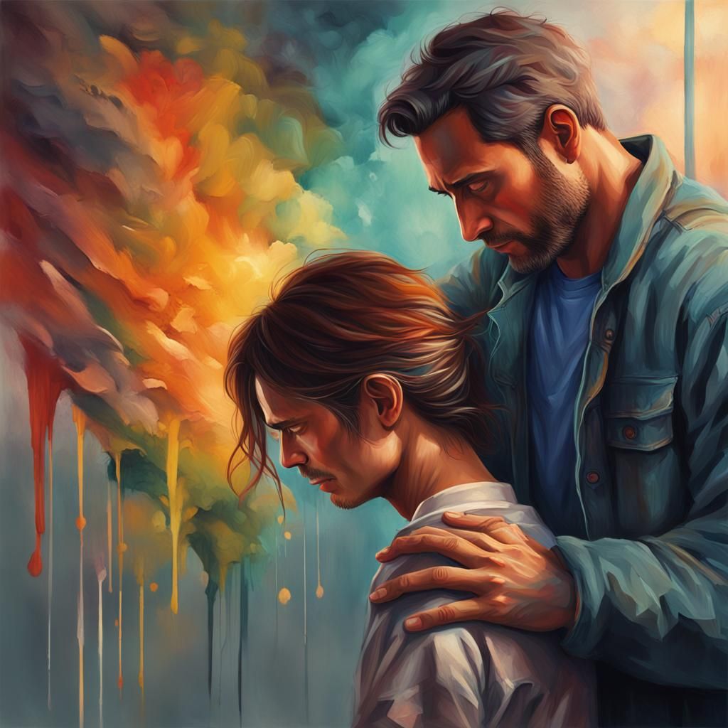 Woman Comforting Man: Empathy and Support