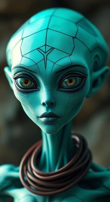 Iridescent Alien Woman in Science Fiction Art