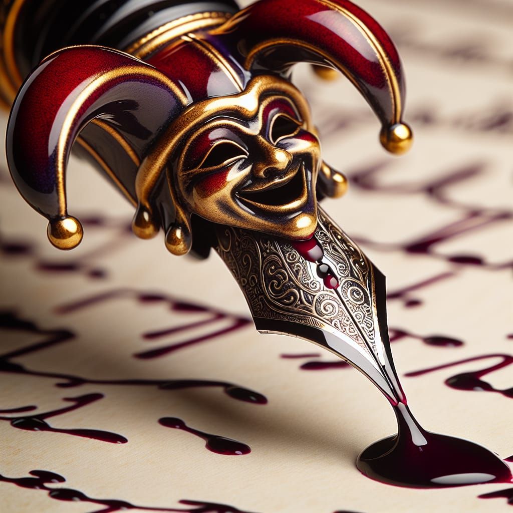 Luxurious Jester's Mask Fountain Pen in Close-Up