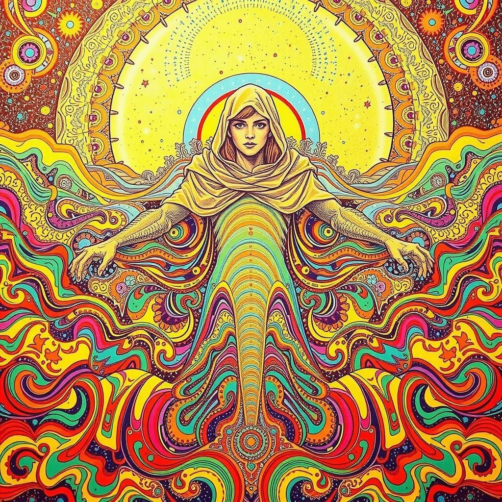 Cosmic Entity Dissolves into Rainbow Currents in Vibrant, Sw...