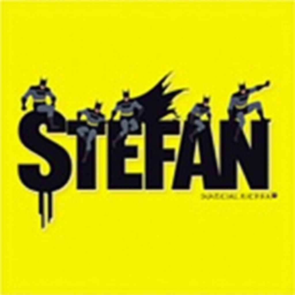 3D Batman Letters on Yellow Background