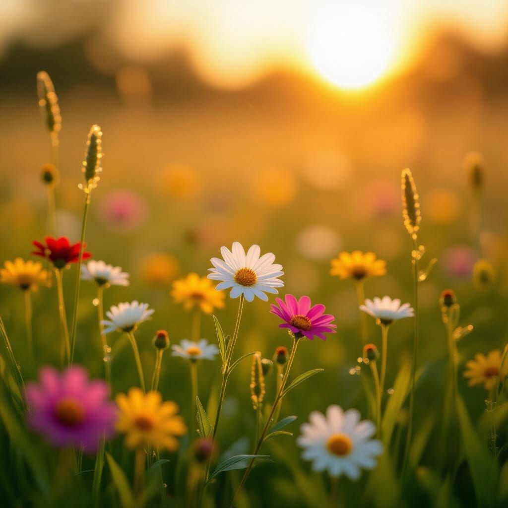 Vibrant Summer Meadow in Golden Afternoon Light
