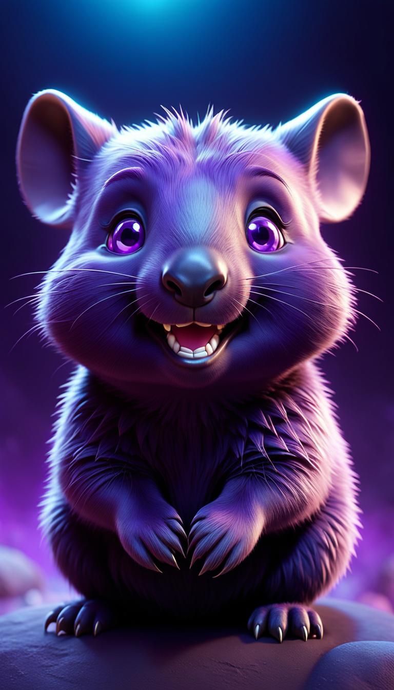 Cute Purple Wombat 3D Rendering