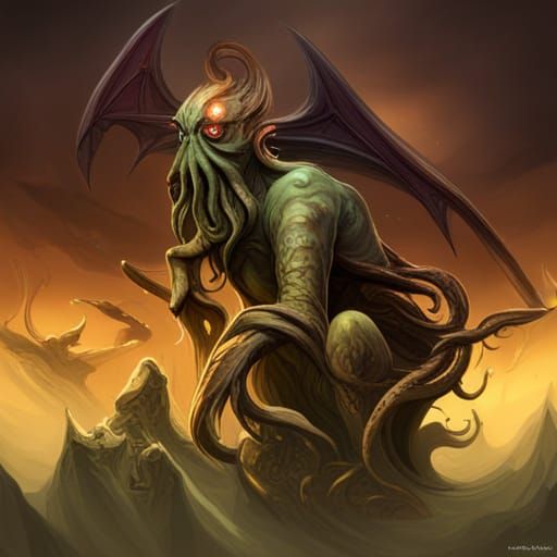Scary Cthulhu in Dark Fantasy Style