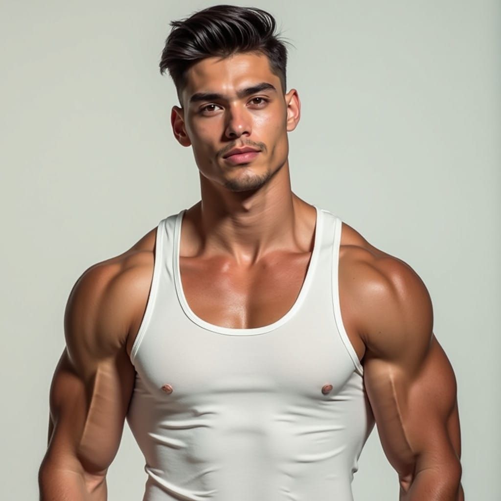 Strong and Lean Korean Athlete from Low-Angle