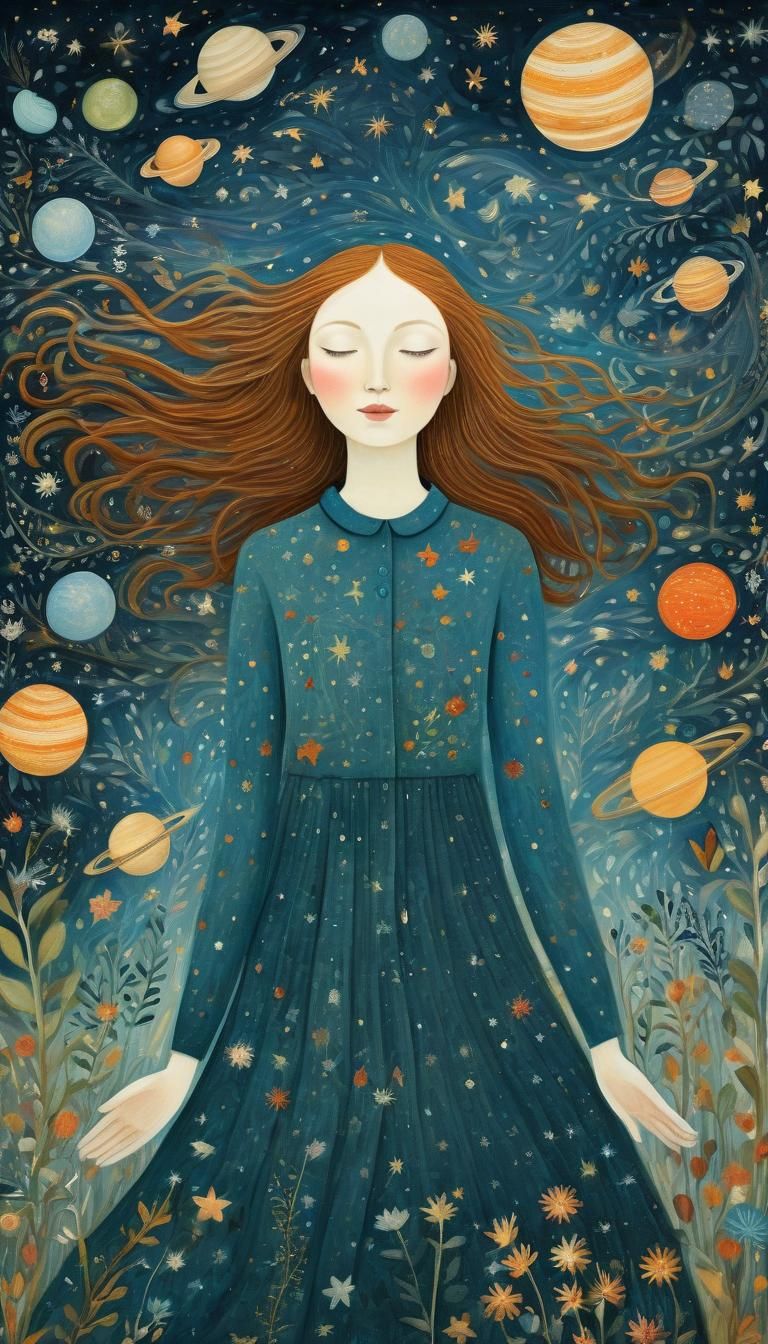 Dreamy Galaxy: Whimsical Illustration of Infinite Consciousn...