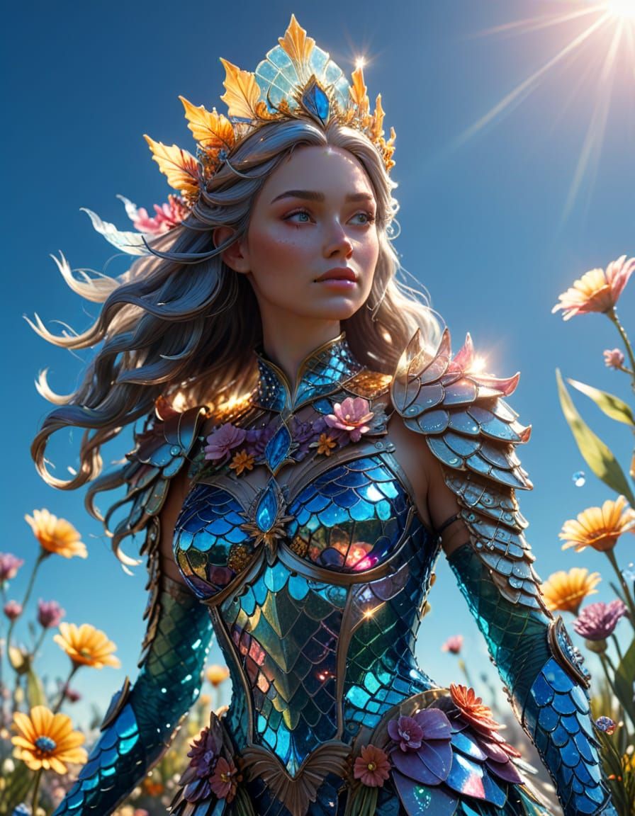 Fantasy Queen in Glass Armor Dress