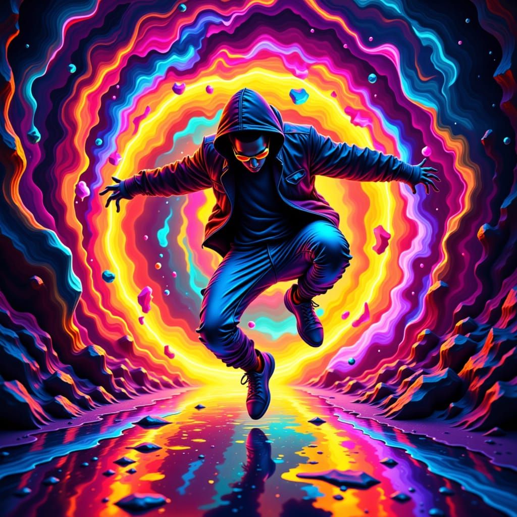 Hip Hop Dancer in Bioluminescent Ink Explosion