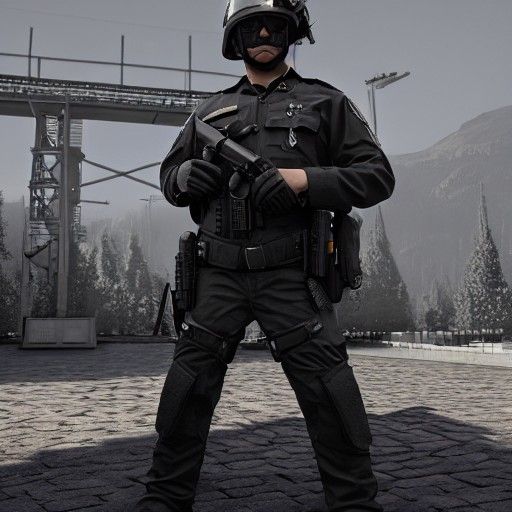 Detailed Matte Painting of a Police Officer