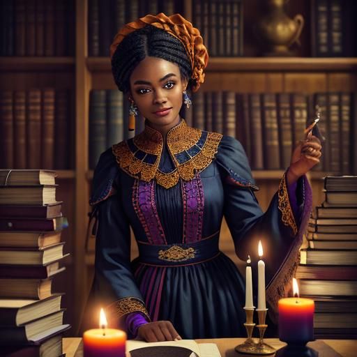 Radiant Girl Surrounded by Burning Candles