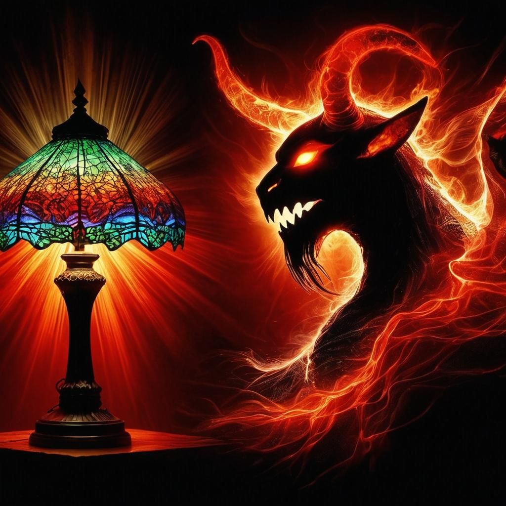 Infernal Shadow Demon in a Fiery Landscape