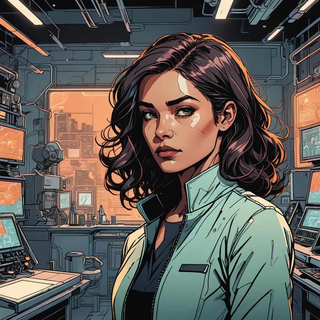 Female Sci-Fi Spy in 2D Animation Style